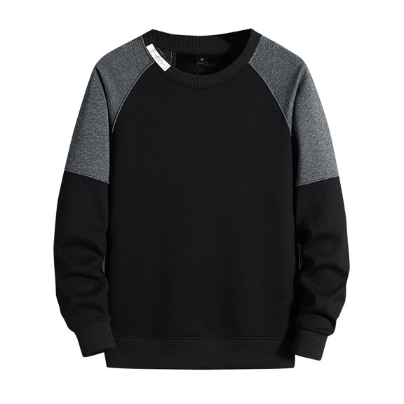 YLSDY Sweatshirts for Men Classic Vintage Color Block Pullovers Tops Crewneck Long Sleeve Plus Size Sports Sweatshirt Black XXXL