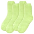 thumbnail image 2 of BambooMN Women's Fuzzy Soft Pastel Colorful Fluffy Socks - Green - 4 Pairs, 2 of 9