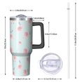 thumbnail image 2 of 40oz Pioneer Flower Floral Print Pattern Insulated Tumbler with Handle, BPA-Free Leak Proof Lid and Straws, Double Wall Vacuum, Hot 12h/Cold 34h, 2 of 6