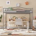 thumbnail image 2 of Ourlova Twin Size Metal Loft Bed with Ladder and Guardrail- Heavy Duty- 400 Lbs Capacity- No Box Spring Needed- Easy Assembly- Grey - Modern Loft Bed Design, 2 of 7