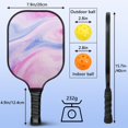 thumbnail image 3 of Pickleball Paddles Set Of 1, Fiberglass Surface, Liquid & Marble Print, 1 Paddles, 2 Balls & Bag, 3 of 5