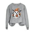 thumbnail image 4 of Women's Ghost Graphic Sweatshirts Halloween Long Sleeve Crew Neck Sweater Funny Cute Trendy Fall Sweat Shirts Tops Gray, M, 4 of 6