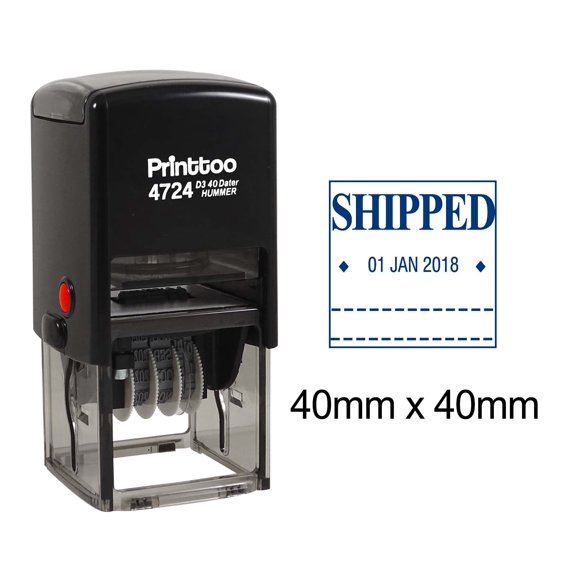 Printtoo Office Document Stationery Dater Stamp Self Inking With Shipped Text Date Rubber Stamp-Blue