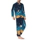 thumbnail image 2 of Balery Astronaut In A Space Suit On The Planet Pijama para Hombre de Dos Piezas con Manga Larga, Conjunto de Dormir y Descanso Suave con Bolsillos-Small, 2 of 7