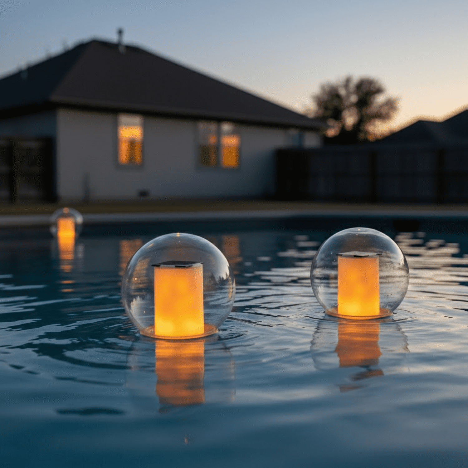 Merkury Innovations HGlo 2-Pack 11.8-inch Solar Floating Pool Orbs - Warm White LED Lights