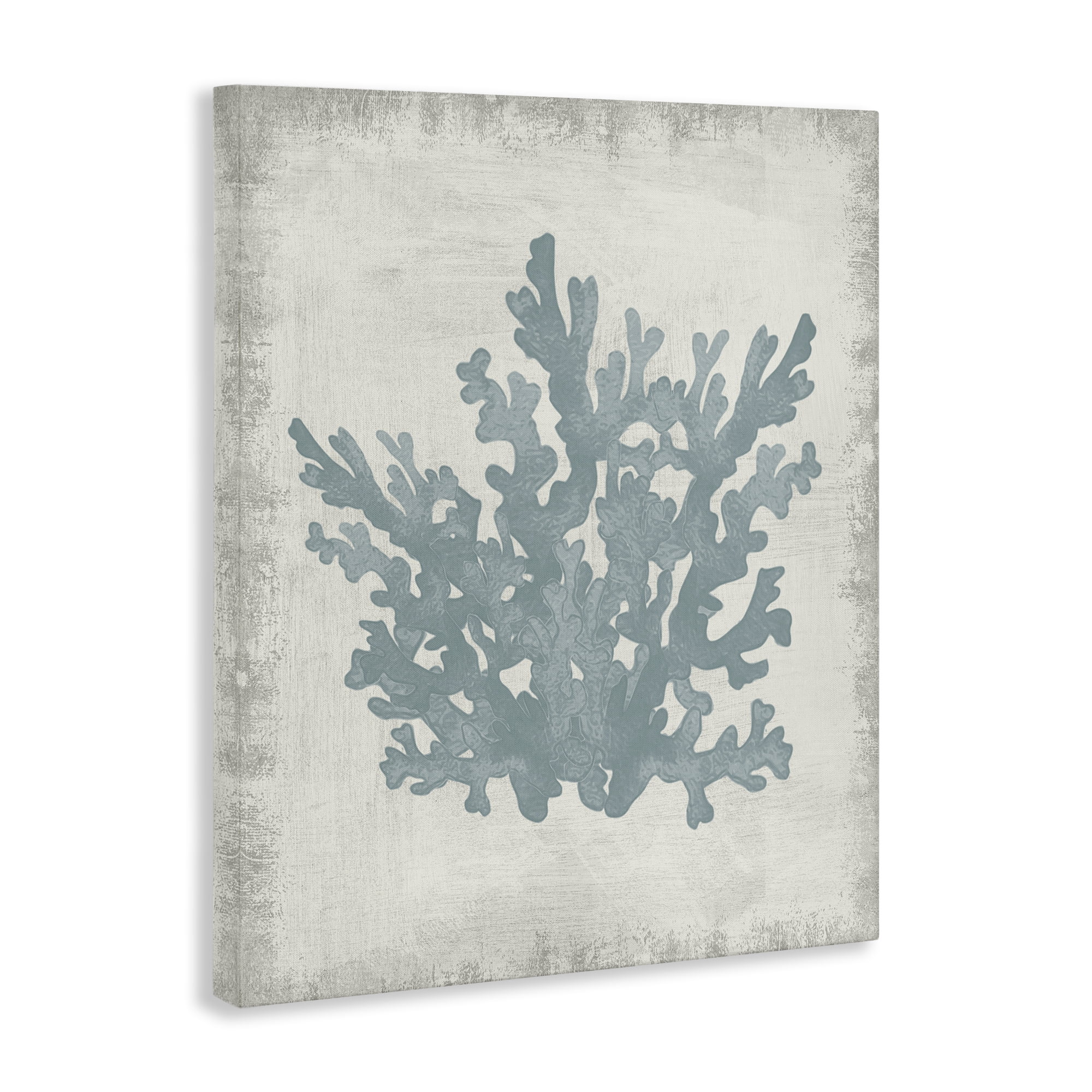 Stupell Industries Blue Coral Silhouette Nautical & Beach Painting Wrapped Canvas Art Print Wall Art, 24 x 30
