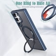 thumbnail image 3 of Phone Case for Samsung Galaxy S24 Ultra Strengthened Magnetic Ring Stand Translucent Back Cover Compatible with Magsafe, Military-Grade Shockproof Anti-fall Protection Case for Men Women,Blue, 3 of 6