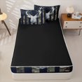 thumbnail image 4 of Erosebridal Rustic Farmhouse Camouflage Zipper Twin Comforter Sets with Fitted Sheet and 2 Pillowcases,Camo Deer Antler Flag Pattern Zipper Bedding Set For Boys,Black Reversible,4-Piece, 4 of 7