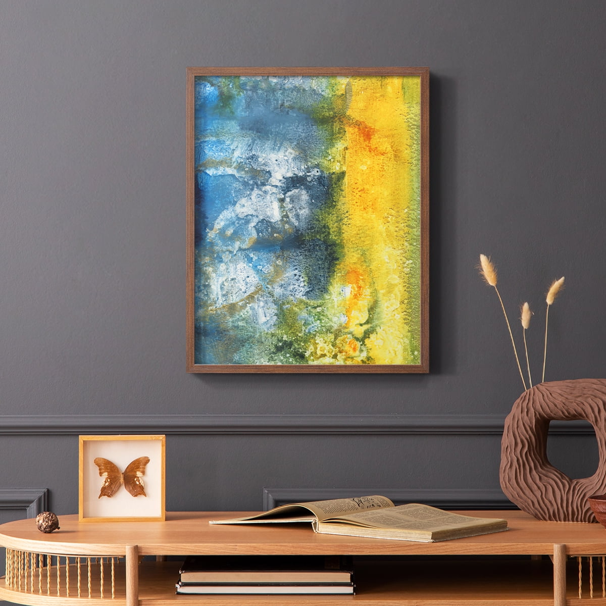 Aquatic Energy II Framed Print in Brown Solid Wood Framed Print No Nail Hanging