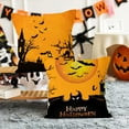 thumbnail image 4 of Halloween Decorations Throw Pillow Covers Set of 4 16x16 inch, Orange Pumpkin Moon Pillowcase Trick or Treat Cushion Couch Cover Ghost Short Plush Castle Farmhouse Fall Outdoor Cushion Cases, 4 of 6