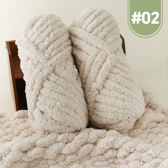 XmhyTop-A 500g Jumbo Cotton Acrylic Yarn Chunky Knitting Yarn for Hand Knitting, Soft Variegated Yarn,Beige