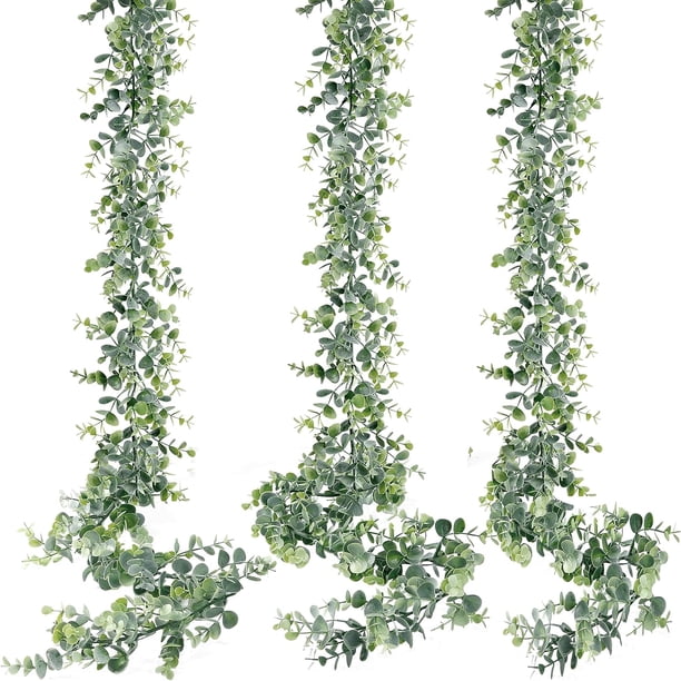Xiao Hua Guirnalda de eucalipto artificial (paquete de 3), guirnalda de eucalipto artificial, plantas colgantes artificiales, enredaderas artificiales, 1,8 m