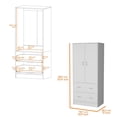 thumbnail image 3 of Plethoria Home White 2-Drawer Wardrobe, 3 of 7
