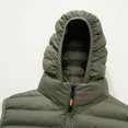 thumbnail image 7 of Riecok Quilted Vest for Men Sleeveless Detachable Hood Zip up Jackets Solid Casual Winter Outerwear with Pockets Army Green S, 7 of 7