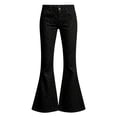 thumbnail image 5 of OSOLU Girls Pants Button Waist Pockets Leopard Print Flare Leg Trendy Casual Daily Bottoms Black, 5 of 5