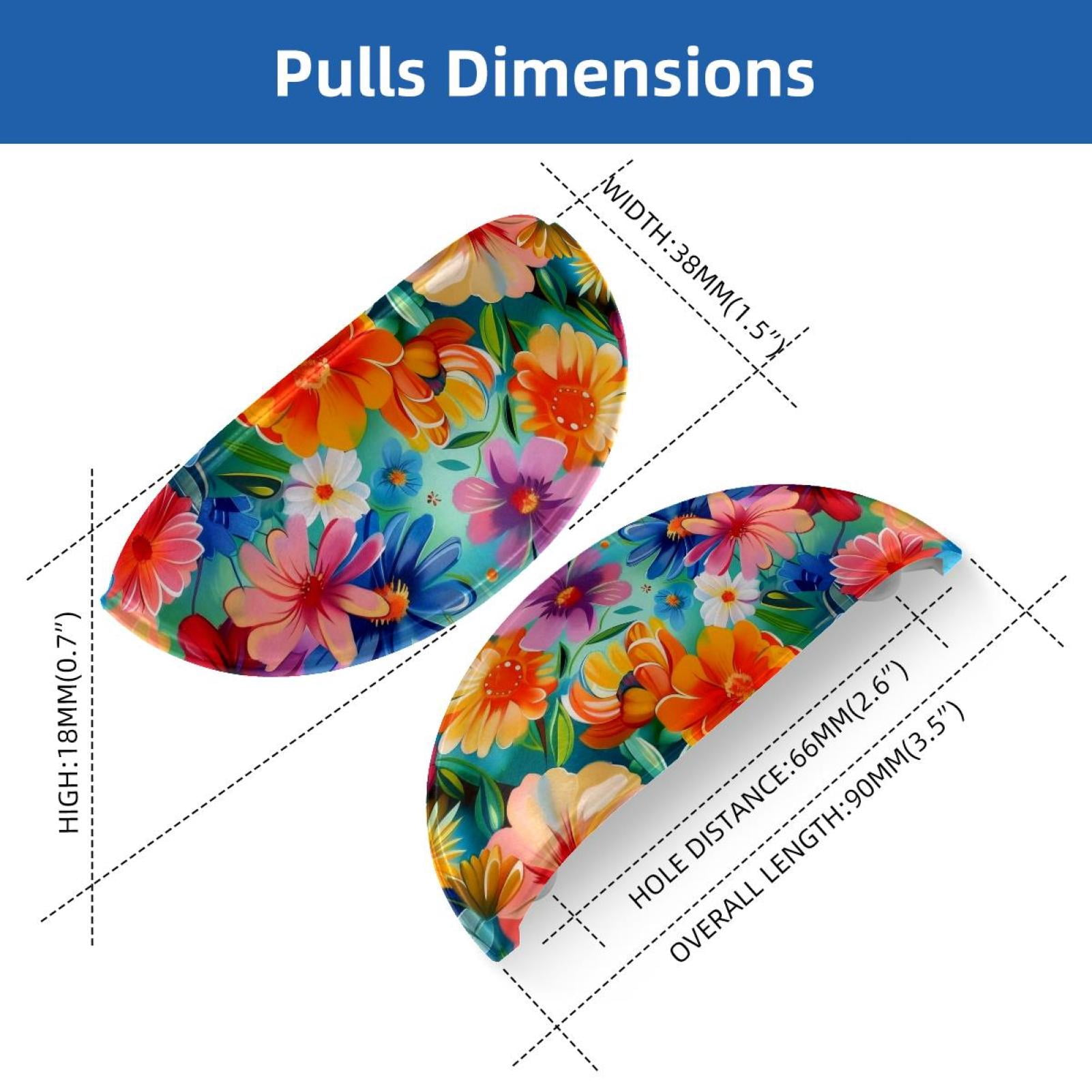 PhooArto 6 Pcs Cup Drawer Pulls, Colorful Floral Flowers Painting Shell Shape Handles Cabinet Knobs for Dresser Cupboard Closet Wardrobe with Screws