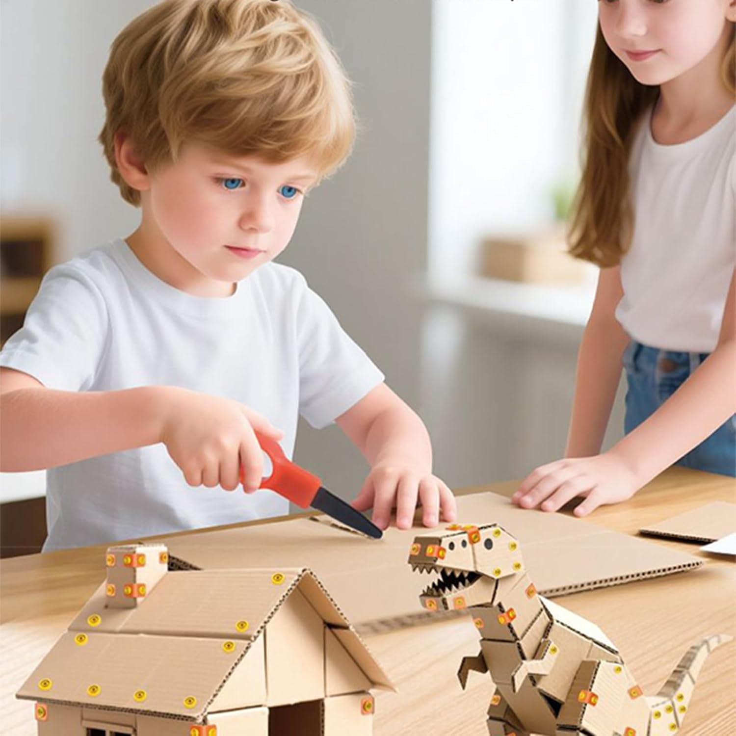Cardboard Construction Kits – Cardboard Cutter with Cutter & Roller, Educational Craft Learning Toys, Preschool/Kindergarten/Home/School/Travel DIY Activity Set  Z