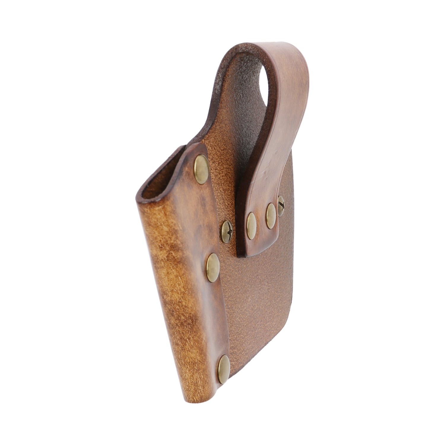 TOURBON Leather Tape Measure Hanger Screwdriver/Pencil Holder Tools Carrier Brown