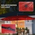 thumbnail image 3 of Outsunny 13' Large Patio Umbrella with Solar Lights, Double-Sided Outdoor Market Umbrella with Crank, 48 LED Lights for Garden, Pool, Yard, Burgundy, 3 of 9