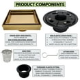 thumbnail image 4 of SereneDrains 304 Stainless Steel Tile in Square Brushed Gold Shower Drain Kit 5 Inch with Base Hair Catcher Strainer Grate Brass Cover Bathroom Floor Insert, 4 of 9