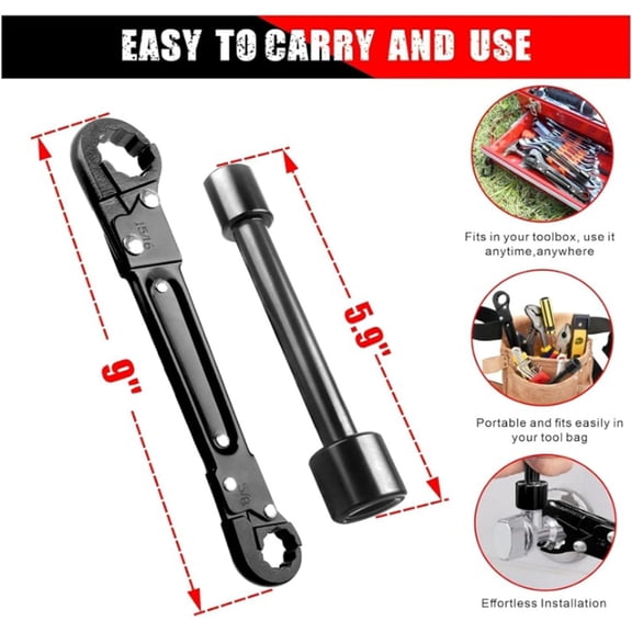 Professional Plumbing Tool Set - Angle Stop Wrench Kit & Double-Ended Pipe Wrench for Easy Angle Stop & Supply Nut Installation