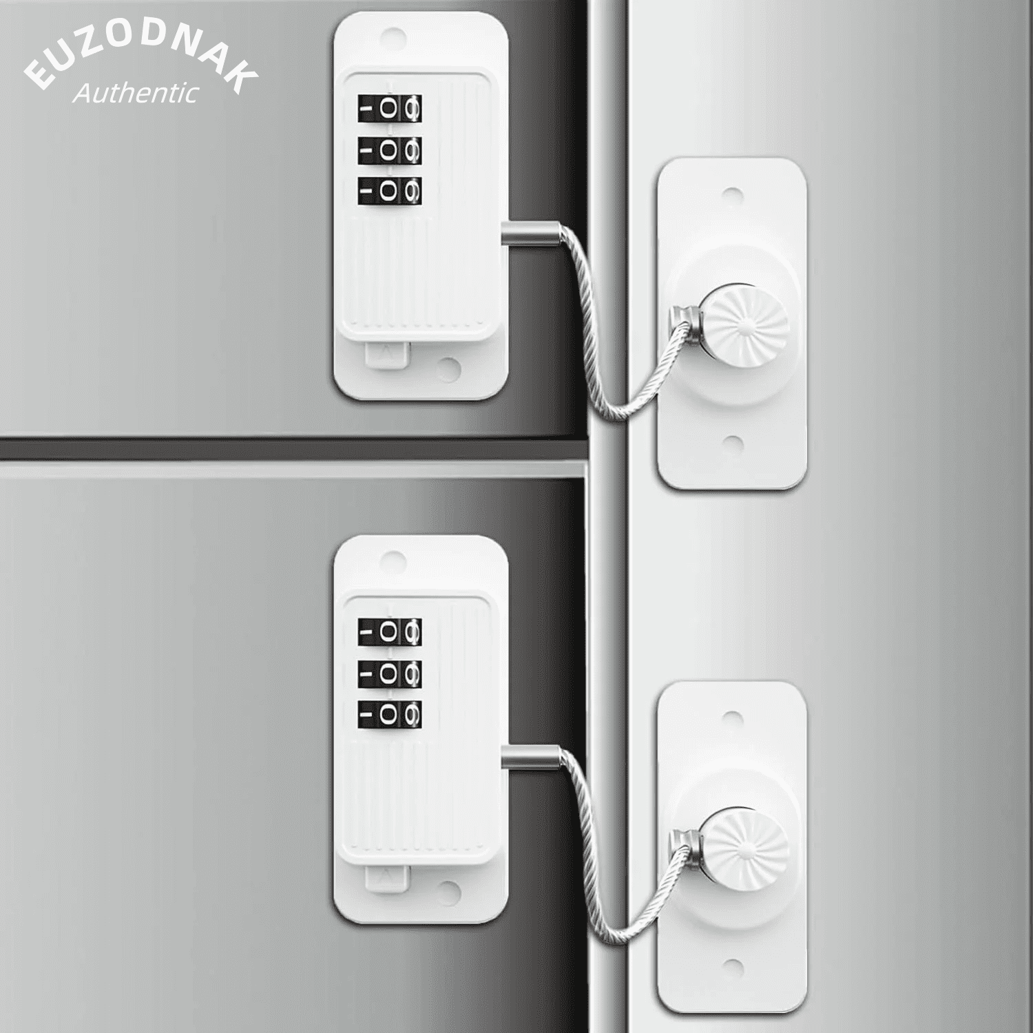 Refrigerator Lock (2 Pack), Heavy Duty Combination Fridge Lock, for Fridge, Cabinets, Drawers, Window and Child Safety Cabinet Lock, Strong Non-Marking Adhesive No Drilling