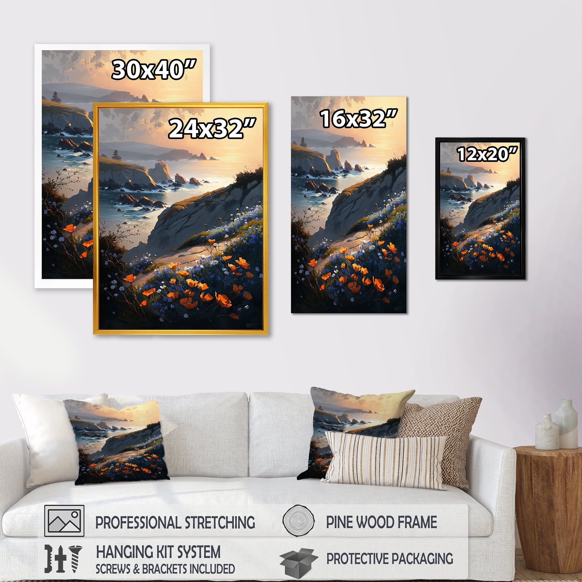 Designart Flowers By The Coast IV Canvas Wall Art