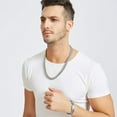 thumbnail image 2 of GHSDFBB Mens Miami Cuban Link Chain White15mm Stainless Steel Curb Necklace with cz Diamond Chain Choker, 2 of 7