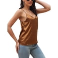 thumbnail image 4 of Liacowi Womens Silk Satin Camisole Cami Plain Strappy Vest Top T-Shirt V-Neck Spaghetti Strap Blouse Tank Shirt, 4 of 8