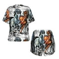 thumbnail image 6 of Rocae Four Running Horses for Two Piece Sleepwear Pajamas Sets for Women Soft Short-Sleeved Pjs with Lounge Shorts X-Large, 6 of 9
