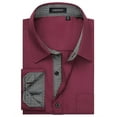 thumbnail image 5 of HISDERN Men's Button Down Dress Shirt Casual Long Sleeve Dress Shirt Inner Contrast Shirt Burgundy, 5 of 7