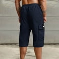 thumbnail image 5 of QingYiHua Mens Shorts Clearance Cargo Shorts for Men Stretch Waist Big and Tall Capri Pants Below Knee 3/4 Long Shorts Lightweight with Multi Pockets Blue,3XL, 5 of 7