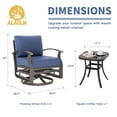 thumbnail image 3 of ALAULM 3 Piece Patio Outdoor Aluminum Metal Swivel Rocking Chair with 1 Coffee Table and 2 Navy Padded Cushions Outdoor Metal Swivel Rocking Chair Furniture Conversation Set for Porch Garden, 3 of 7
