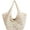 Beige, variant on Women's Woven Beach Bag Cute Bohemian Woven Tote With Colourful Beads Woven Aesthetic Shoulder Tote Bag