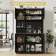 thumbnail image 4 of Homfa 70.9'' Tall Kitchen Pantry with Microwave Countertop, Farmhouse Buffet Hutch, Floor 6 Doors Cupboard Storage Cabinet for Dining Room Kitchen, Black, 4 of 7