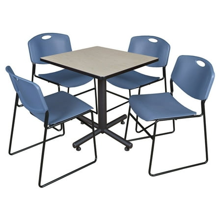 UPC: 0843532072462 | Regency Kobe Square Breakroom Table with 4 Stackable Zeng Chairs