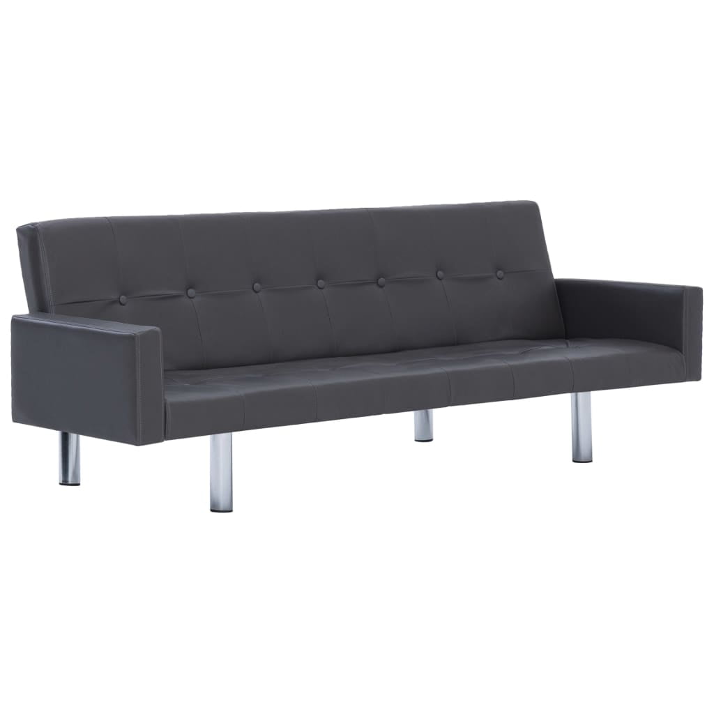 Kepooman Home Convertible Faux Leather Sofa Bed with Armrest for Living Room, Light Gray Kepooman Home Convertible Faux Leather Sofa Bed with Armrest for Living Room, Light Gray