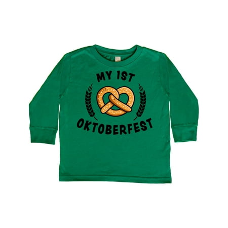

Inktastic My 1st Oktoberfest with Pretzel and Laurels Gift Toddler Boy or Toddler Girl Long Sleeve T-Shirt