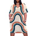 thumbnail image 1 of Vestido holgado con bolsillos y rayas estilo retro de los años 70, ropa de mujer, ropa estética, 1 of 7
