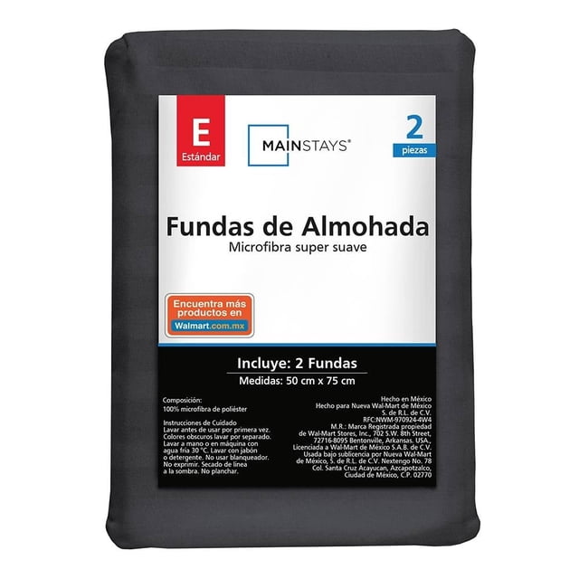 Fundas de Almohada Mainstays Estándar Liso Gris