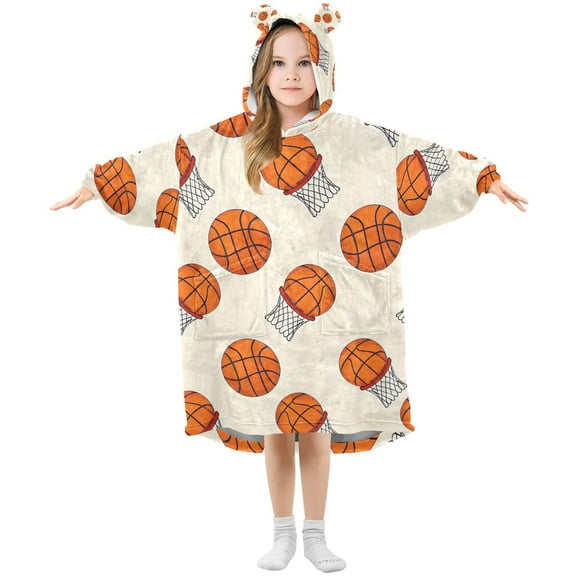joogoo Wearable Blanket Hoodie for Basketball Oversized Sherpa Hooded 3-14 YR M