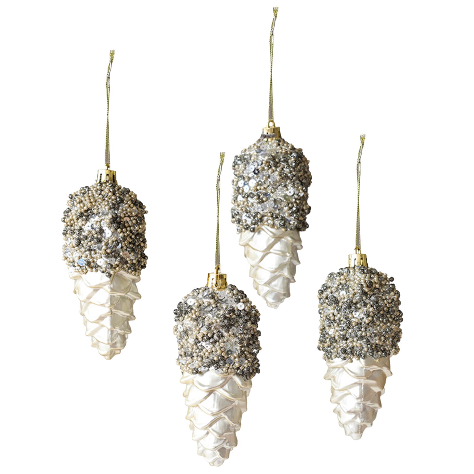8 PCS Christmas Tree Decorations Hanging Pinecone Ornament,Fall Hanging Glitter Pine Cone Balls,Vintage Small Mini Christmas Baubles Ornaments for Thanksgiving Xmas Tree DIY Crafts