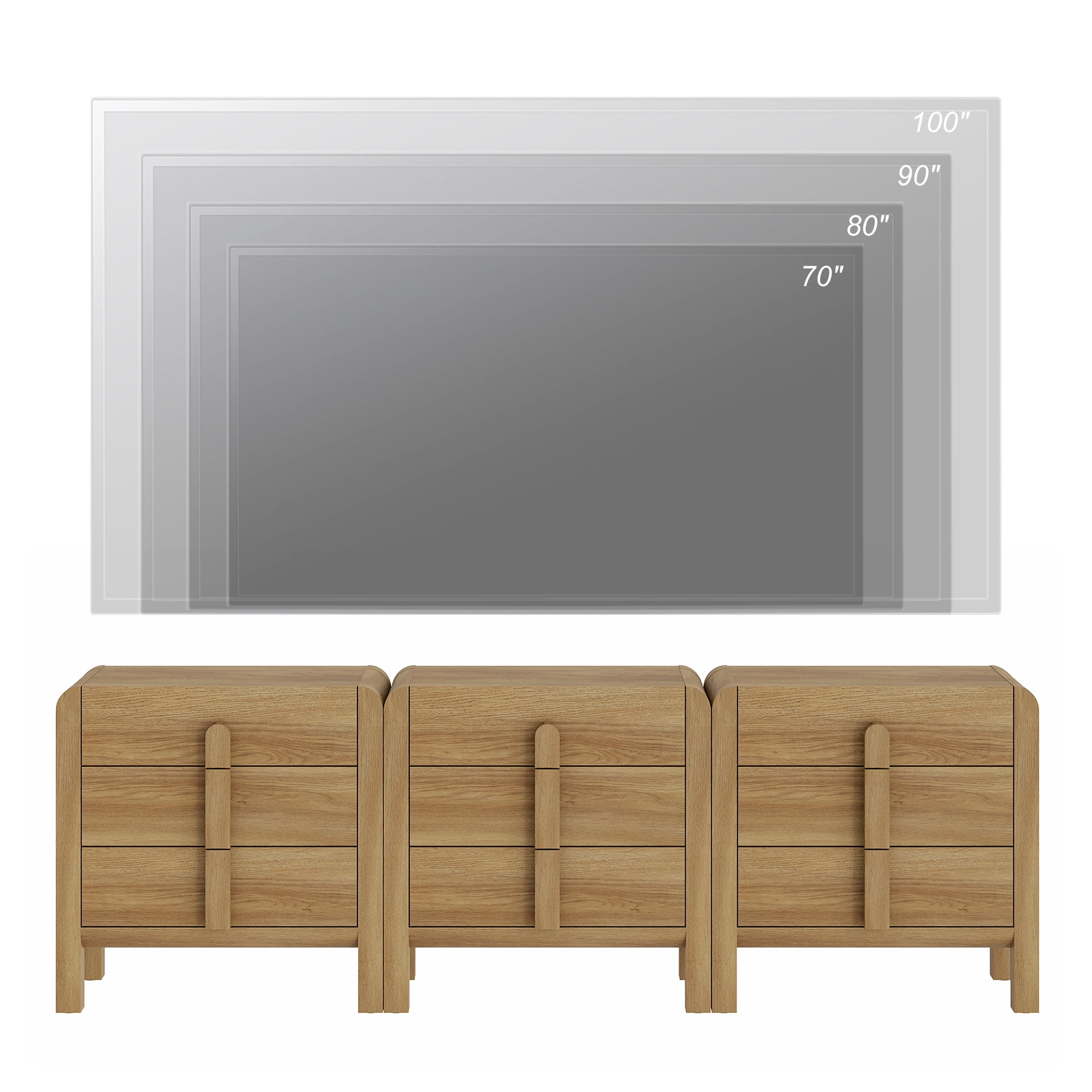 9 Drawer Dresser and Nightstand Sets for Bedroom, 5 Pcs Bedroom Set，Night Stand Set of 2, 9 Drawer Dresser with Curved Profile Design, Wood Chest of Drawers Mid Century Storage Cabinet Set