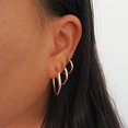 thumbnail image 4 of RoseJeopal Small Gold Hoop Earrings, 14K Gold Plated, Hypoallergenic, Sterling Silver, 3 Pairs, 4 of 6