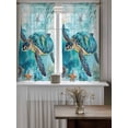 thumbnail image 4 of Turquoise Turtle Curtains 45 Inch Length, Sheer Curtains for Bedroom Living Room Window Farmhouse Coastal Starfish Seaweeds Rod Pocket Voile Drapes Kitchen Curtains Small Half Window 42"x45" 2 Panels, 4 of 6