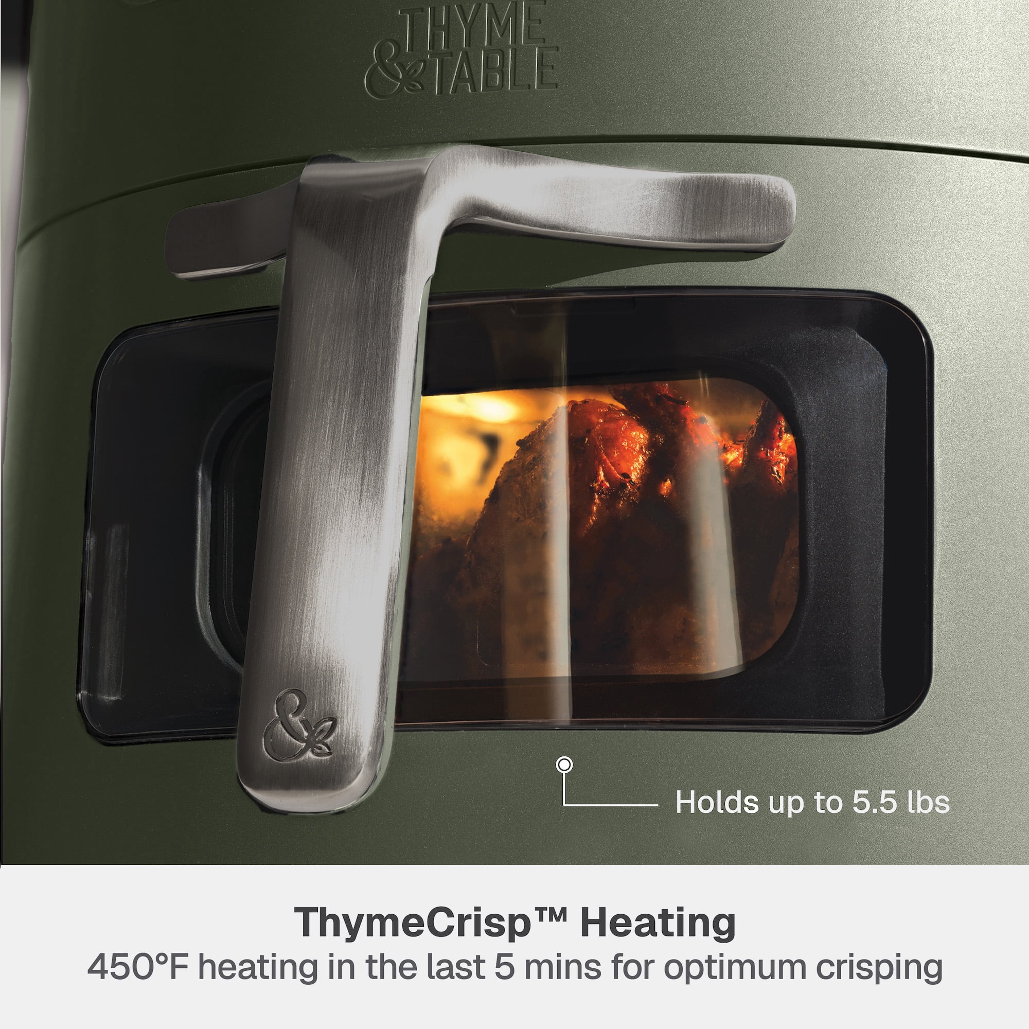 Thyme & Table 6QT Air Fryer, with ThymeCrisp™ and Ceramic-Coated Nonstick Basket, Dusty Moss
