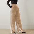 thumbnail image 6 of Dyfzdhu Women Velvet Pants Trendy Solid Color Pleuche Wide Leg Pants Loose Trousers Beige, 6 of 9