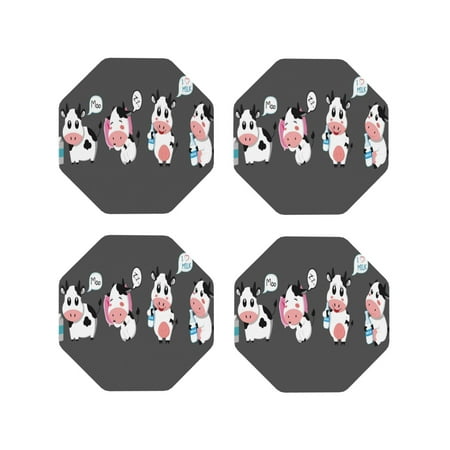 

Tideii Cute Farm Milk Animal for Leather Coasters 4 Pieces Anti-fouling and Anti-scalding Decorative Coasters Suitable for Restaurants Kitchens Coffee Shops-Octagon