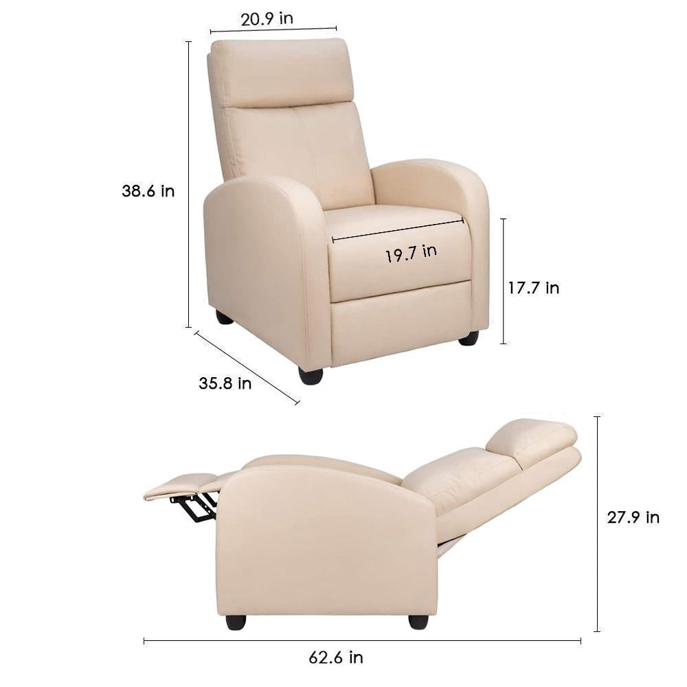 Homall Recliner Chair Padded Seat Pu Leather for Living Room Single Sofa Recliner Modern Recliner Seat Club Chair Home Theater Seating, Beige