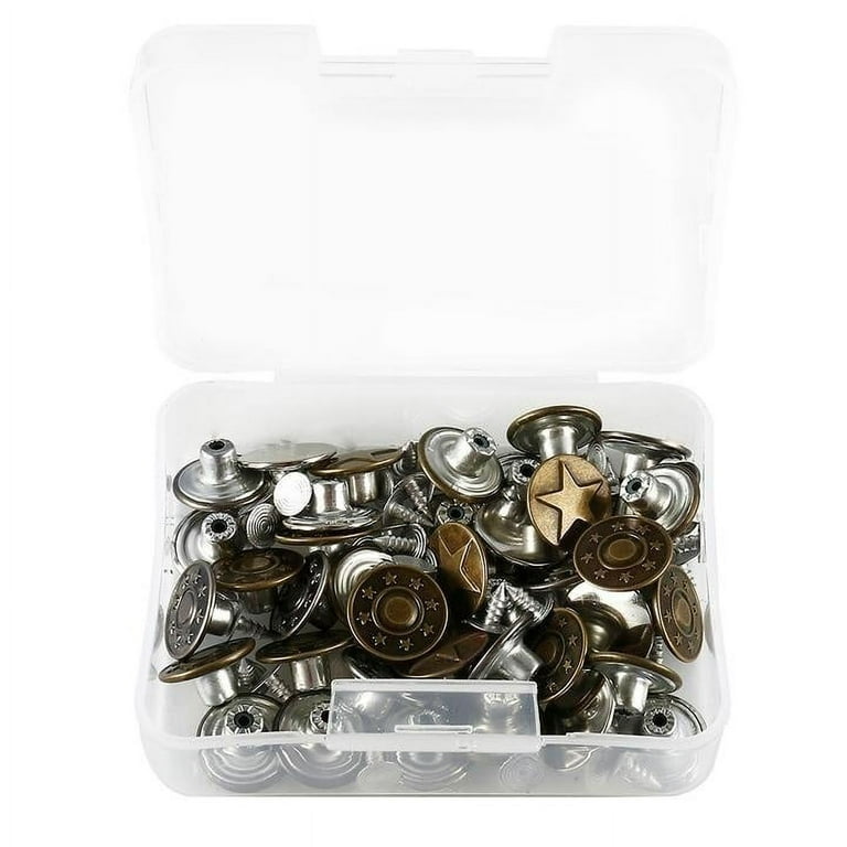12 Sets Jean Tack Buttons Metal Replacement Kit Matte Silver (Silver)